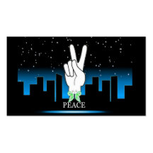 Hand Peace Symbol with a City Background Business Card Templates