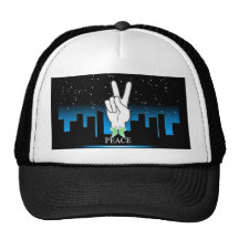 Hand Peace Symbol with a City Background Hat