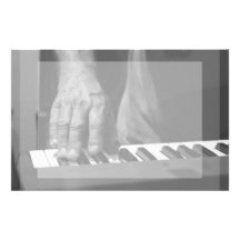 hand playing keyboard bw male music stationery design