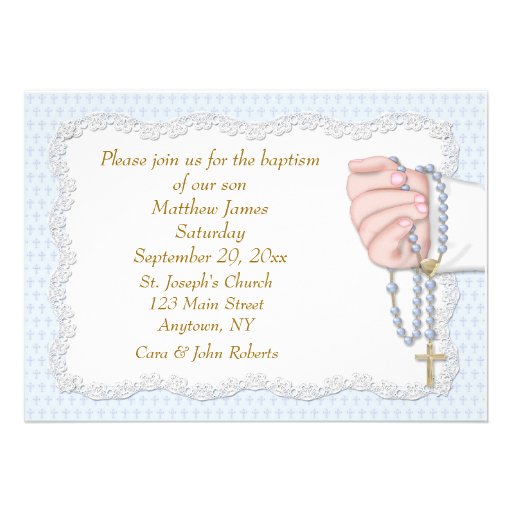 Hand Rosary Beads Blue Personalized Announcements