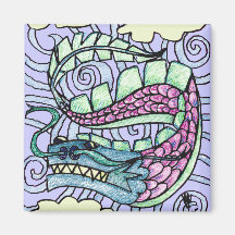Hand Sketched Flying Dragon Magnet