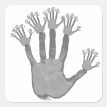 Hand Tree Fractal Square Sticker