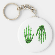 Hand Up Down Deep Green Keychain