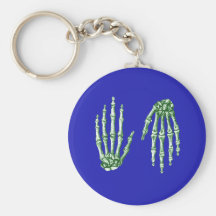 Hand Up Down Green Keychain