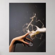 Hand with the flying glass of liqueur print
