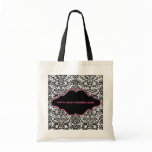 Handbag Tote Floral Damask Black White Pink