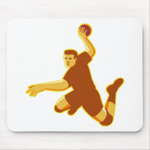 handball player jumping striking retro mousepads