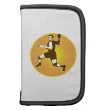 Handball Player Jumping Throwing Ball Scoring Organizers