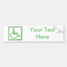 Handicapped Stylish Symbol Green Bumper Sticker