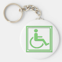 Handicapped Stylish Symbol Green Key Chains