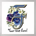 Handpainted Pansy IInitial - F Print