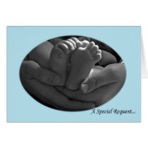Hands and Baby Feet Boy's Godparent Request Card cards