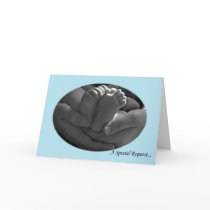 Hands and Beby  Feet Boy's Godparent Request Card