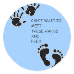 Hands and Feet Blue Round Stickers