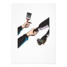 Hands Barter Paint Brush Cell Phone Personalized Invitation