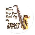 Hands Off Brass/ Saxophone stickers