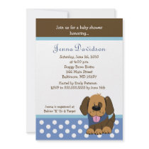 Handsome Puppy Dog Baby Boy Shower 5x7 Personalized Invite