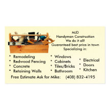 Handy Man Construction Business Card Template