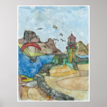 Hang glider/lighthouse print