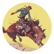 Hang On Cowboy Round Stickers