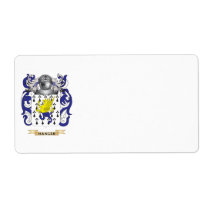 Hanger Coat of Arms (Family Crest) Personalized Shipping Label