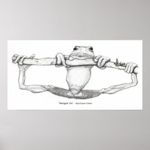 "HANGIN' ON" FROG Art Poster