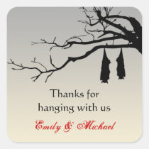 Hanging bats bare branches decay Halloween favour stickers