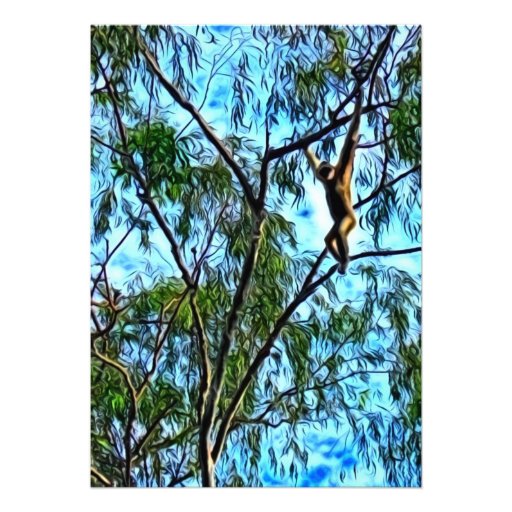"Hanging Gibbon" Artwork Personalized Invites