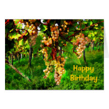 Hanging Grapes on the Vines Birthday Greeting Card