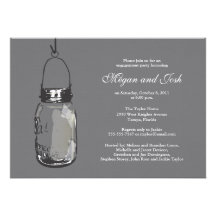 Hanging Mason Jar Engagement Party Personalized Announcements