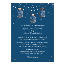 Hanging Mason Jars and Fireflies Invitations