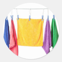 Hanging microfiber towels round sticker