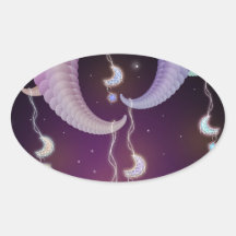 Hanging Moons and Stars Surreal Fractal Art Stickers