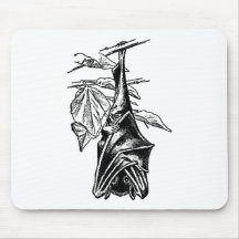 Hanging Sleeping Bat - Black Version Mousepads