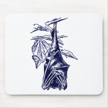 Hanging Sleeping Bat (Dark Blue Version) Mousepads