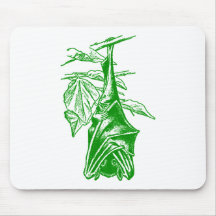Hanging Sleeping Bat (Neon Green Version) Mouse Pad