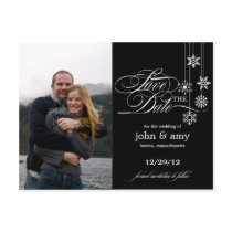 Hanging Snowflakes Photo Save The Date (Black)