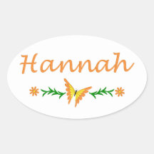 Hannah (Orange Butterfly) Oval Stickers