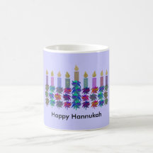 Hannukah Flower Menorah Mugs