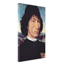 Hans Memling - Man holding Coin of Emperor Nero Stretched Canvas Print