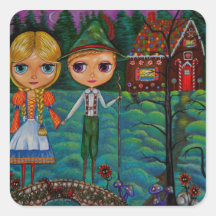Hansel and Gretel Dolls and the Gingerbread House Sticker