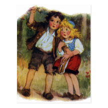 Hansel and Gretel Lost in the Woods Post Card