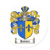 HANSEN FAMILY CREST -  HANSEN COAT OF ARMS STICKERS