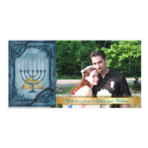 Hanukkah Photo Card blue Parchment