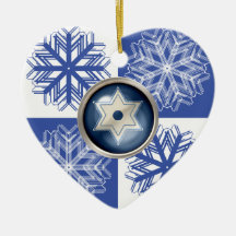 Hanukkah Snowflake Star of David Holiday Christmas Tree Ornament
