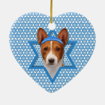 Hanukkah Star of David - Basenji Christmas Tree Ornament