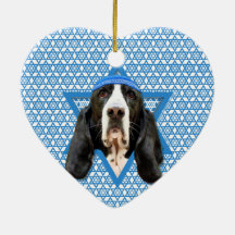 Hanukkah Star of David - Basset Hound - Jasmine Christmas Tree Ornament