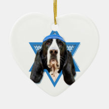 Hanukkah Star of David - Basset Hound - Jasmine Christmas Ornament