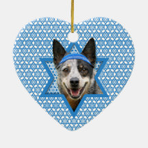 Hanukkah Star of David - Cattle Dog Christmas Ornaments