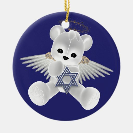 hanukkah teddy bear double sided ceramic round christmas hanukkah teddy bear double sided ceramic round christmas